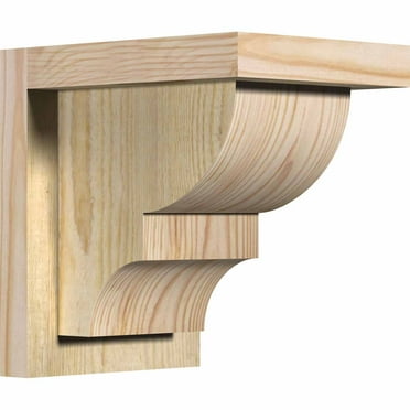 6"W x 8"D x 8"H Ridgewood Rough Sawn Corbel w/Backplate, Douglas Fir
