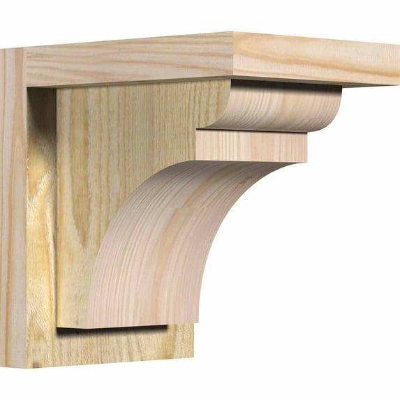 6"W x 8"D x 8"H Yorktown Rough Sawn Corbel w/Backplate, Douglas Fir