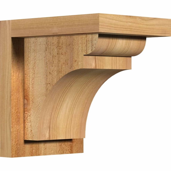 6"W x 8"D x 8"H Yorktown Rough Sawn Corbel w/Backplate, Western Red Cedar