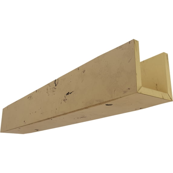 6"W x 8"H x 16'L 3-Sided (U-beam) Knotty Pine Endurathane Faux Wood Ceiling Beam, Natural Golden Oak