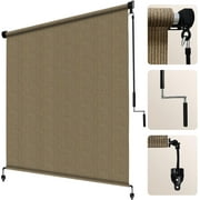NAWAY 6'W x 6'H Outdoor Roller Shades, Cordless Patio Roll Up Blinds 90% UV Protection Exterior Shade Cloth Roll for Porch Gazebo Pergola Balcony Backyard,Mocha