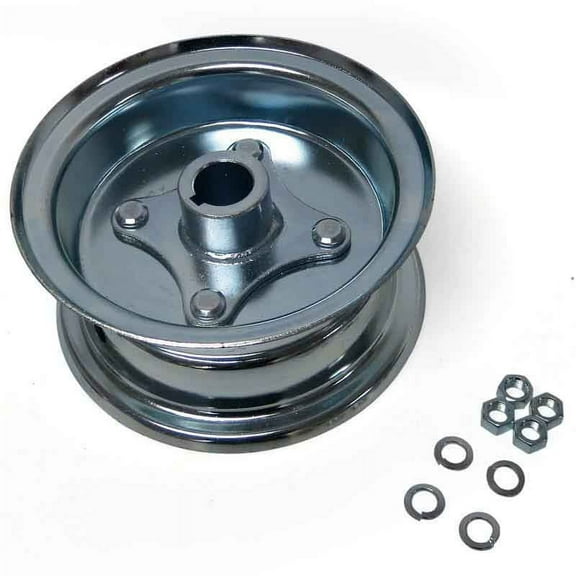 6 WHEEL, STEEL, ASSEMBLY with 1 Live Axle Hub, Two piece Rim, 3-3/8 Wide