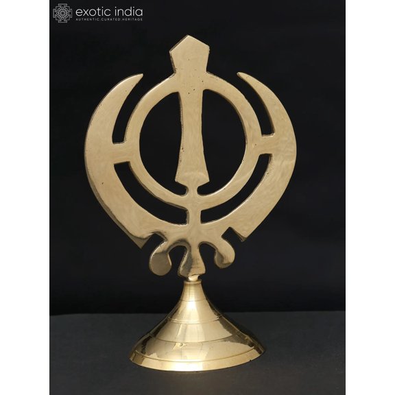 6" Waheguru Khanda Sahib - Sikh Religious Symbol in Brass