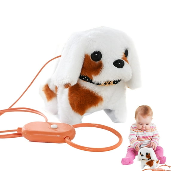 6" Walking Dog Interactive Electronic Plush Pet Dog Toy Moving Animated Interactive Pet Toy with Remote Control Leash Christmas Birthday Gifts Brown