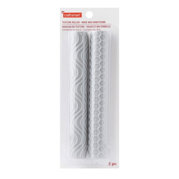 Craft Smart 6" Wave & Honeycomb Texture Rollers - Embossed Plastic Rollers for Clay Patterns, 2 Designs per Pack, 6 Packs (12 Rollers Total)
