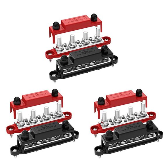 6 Way 250A 12V Bus Bar Power Distribution Block Battery Terminal Block DC Distribution Block for Car Audio and Electrical Wiring