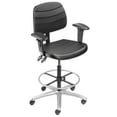 thumbnail image 1 of 6 Way Adjustable Polyurethane Shop Stool with Arms - Black, 1 of 1