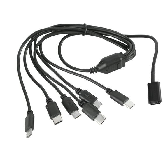 6-Way Charging USB C to Triple USB 5Pin and Triple Type C Connectors Splitter Cord Wire for Electronics