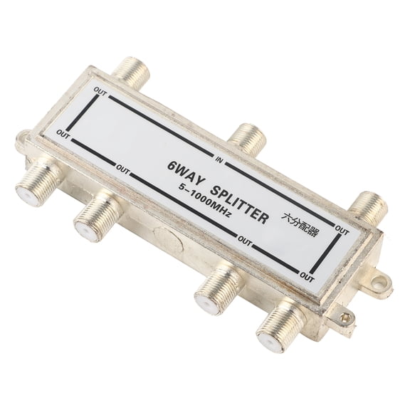 6,Way Coaxial Splitter, 5,1000MHz, Low Signal Loss, Durable Zinc Alloy, Boost TV Signal Quality