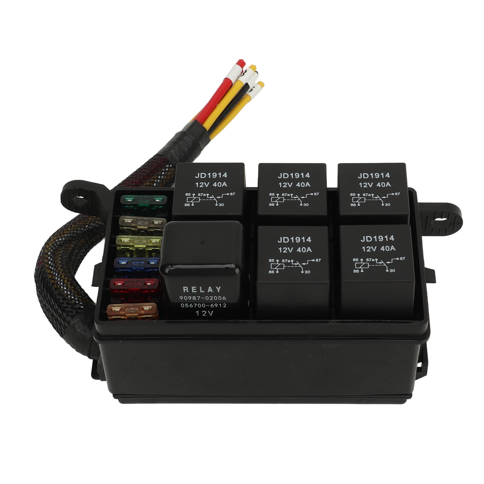 6 Way Fuse And Relay Box Pre Wired Fuse Relay Block with Lid for Car ...