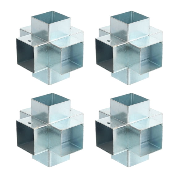 6-Way Gazebo Brackets Kit, Right Angle Corner Bracket Woodworking DIY Post Base Kit for 1.6" x 1.6" Lumber for Outdoor Patio Gazebo Log Cabins (4 Pack)