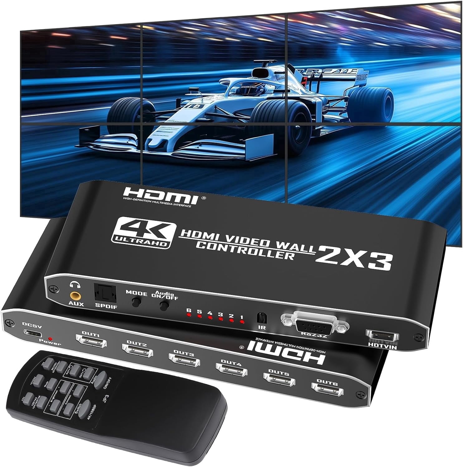 Hdmi Control Tv Wall Controller 4K 2x3 HDMI/USB-C Video Wall Controller Support ...