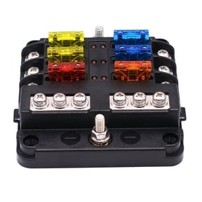 6 Way Marine Grade Block with LED Indicator Light Plug In Type Negative Terminal Bus Bar for Boat and Automotive Applications