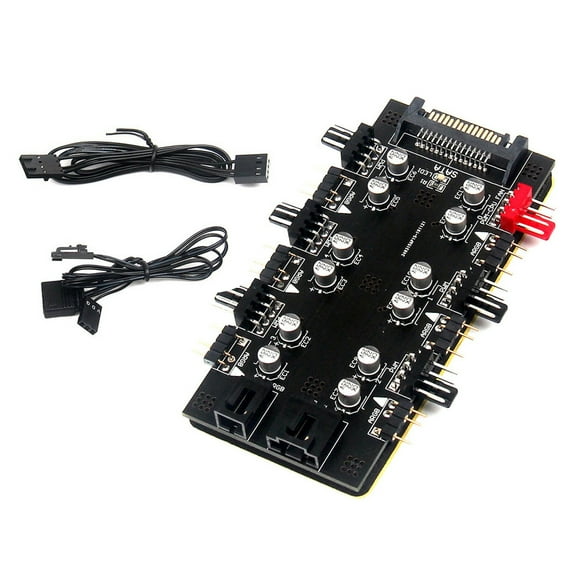 6-Way PWM Fan Splitter Hub PC Cooling for Extended Motherboard Interface 12V 4-Pin Fans