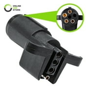 6-Way Round to 4-Way Flat Trailer Adapter Nickel-Plated Copper Terminals Rugged Nylon Housing Compact Design 6-pin to 4-pin Trailer Wiring Plug Adapter