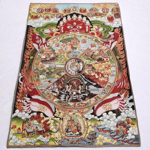 6 Weg Samsara Tangka Thangka Mural36" Tibet Tibetan Cloth Silk Buddhism