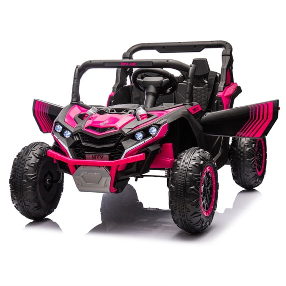 Xuanlur 24V 7AH 2 Seater Ride on Toys for Big Kids w/ 20" Large Seat, Remote Control, Bluetooth, 2X200W Powerful Motors, MP3, Lights, Power Car Wheels for Boys Girls, Pink