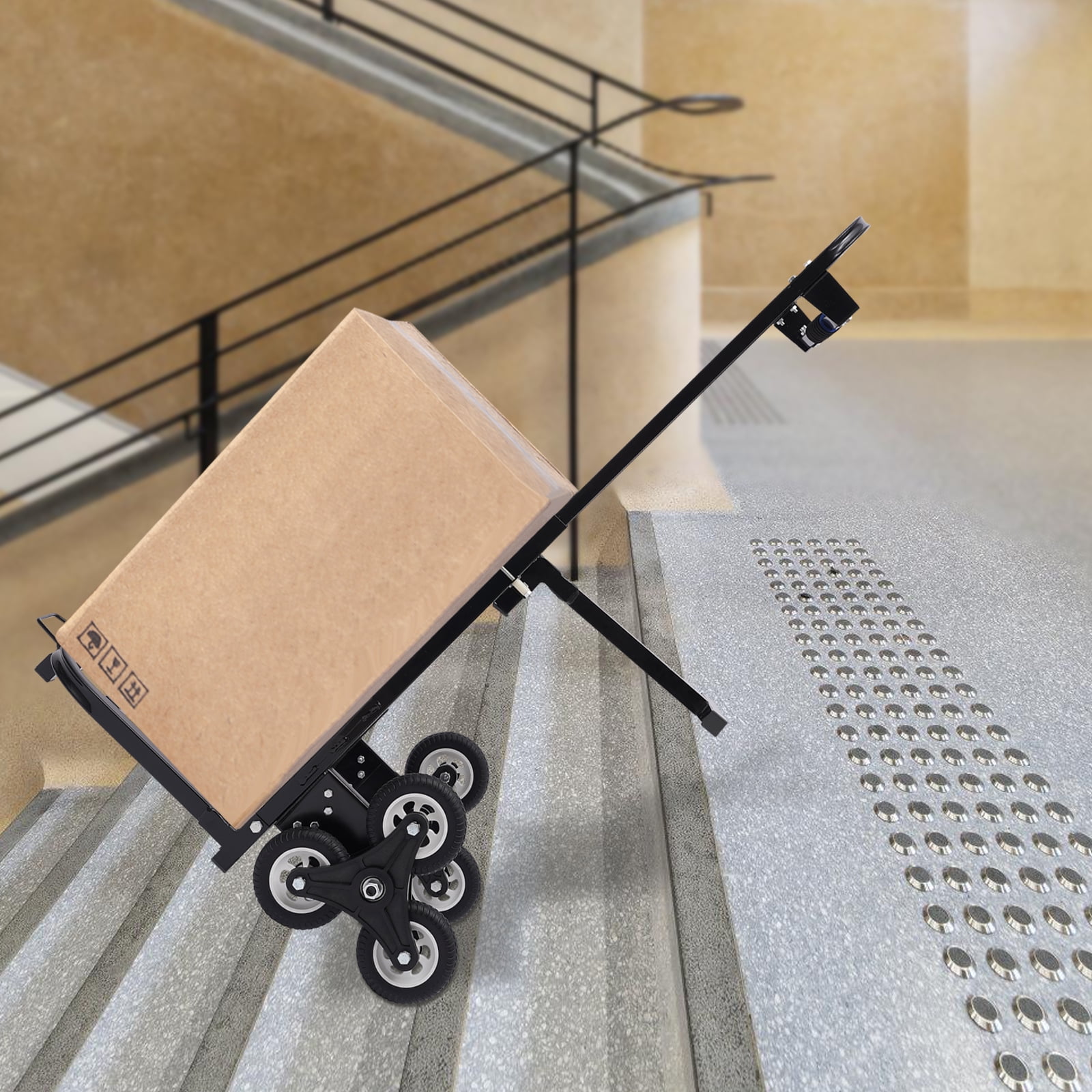 6 Wheels 46*25.5cm Stair Climbing Cart 460lbs Capacity Portable Folding Trolley Stair Climber Hand Truck