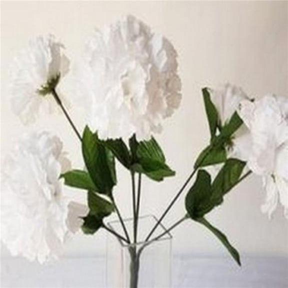 6 White Carnations Bush Artificial Flowers