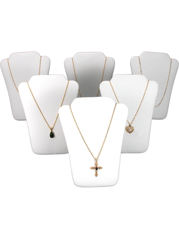 6 White Leather Chain Necklace Easel Jewelry Displays
