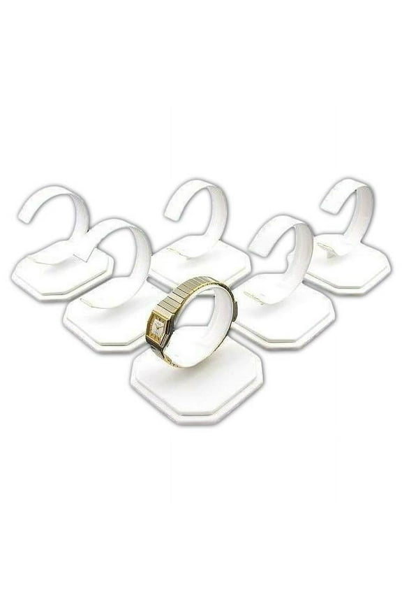 6 White Leather Watch Display Stands Showcase Displays