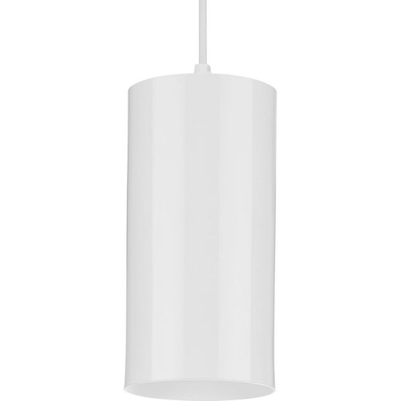 6" White Outdoor Aluminum Cylinder Cord-Mount Hanging Light