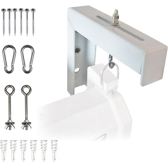 6" White Projector Screen L-Brackets Single Metal lded Construction Wall or Ceiling Mount - Includes Hooks and Hardware Model: ZVMAXLB6-W