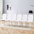 thumbnail image 1 of 6 White Pu Chair : Silver Metal Legs, Comfortable Back With Vertical Stripe Design Luxury Poolside Of 6: Pu, Elegant For Swimming Area, 1 of 7