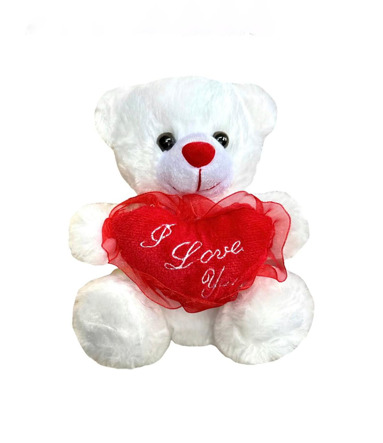 6" White Valentine Teddy Bear with "I Love You " Heart