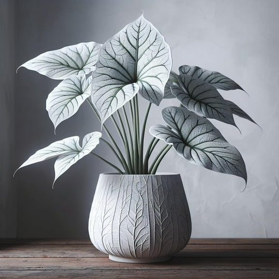 6 White and Green Caladium Bulbs for Planting - Aaron Caladium - Perennial Hosta, Elephant Ears, Fancy (6 Bulbs)