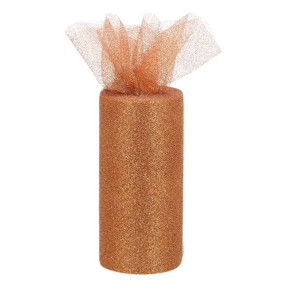 6" Wide 25 Yards Glitter Tulle Ribbon Netting Fabric for Tutu Skirt Christmas Wedding Orange