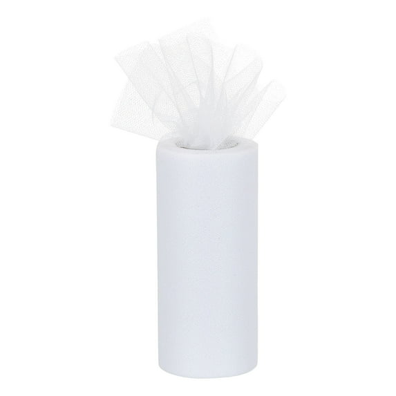 6" Wide 25 Yards Glitter Tulle Ribbon Netting Fabric for Tutu Skirt Christmas Wedding White