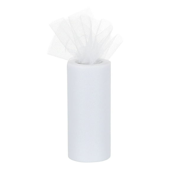 6" Wide 25 Yards Glitter Tulle Ribbon Netting Fabric for Tutu Skirt Christmas Wedding White