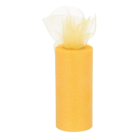 6" Wide 25 Yards Glitter Tulle Ribbon Netting Fabric for Tutu Skirt Christmas Wedding Yellow