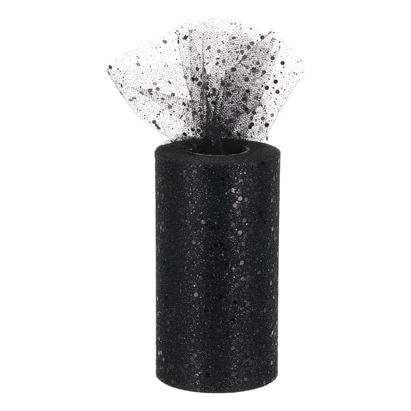 6" Wide 50 Yards Sequin Tulle Ribbon Glitter Netting Fabric for Tutu Skirt Christmas Wedding Black