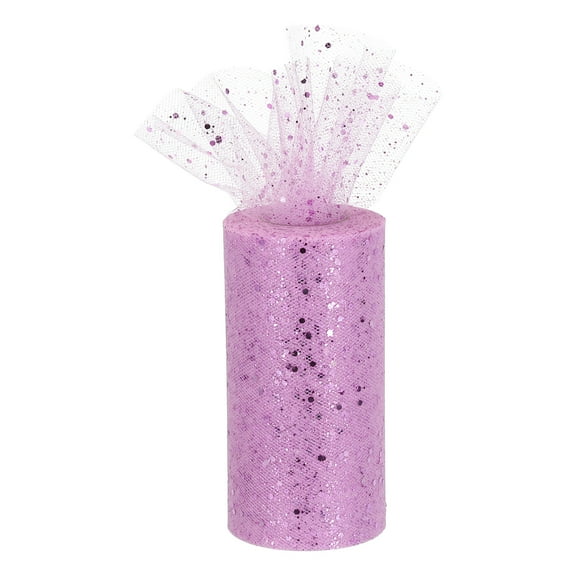 6" Wide 50 Yards Sequin Tulle Ribbon Glitter Netting Fabric for Tutu Skirt Christmas Wedding Dusty Pink