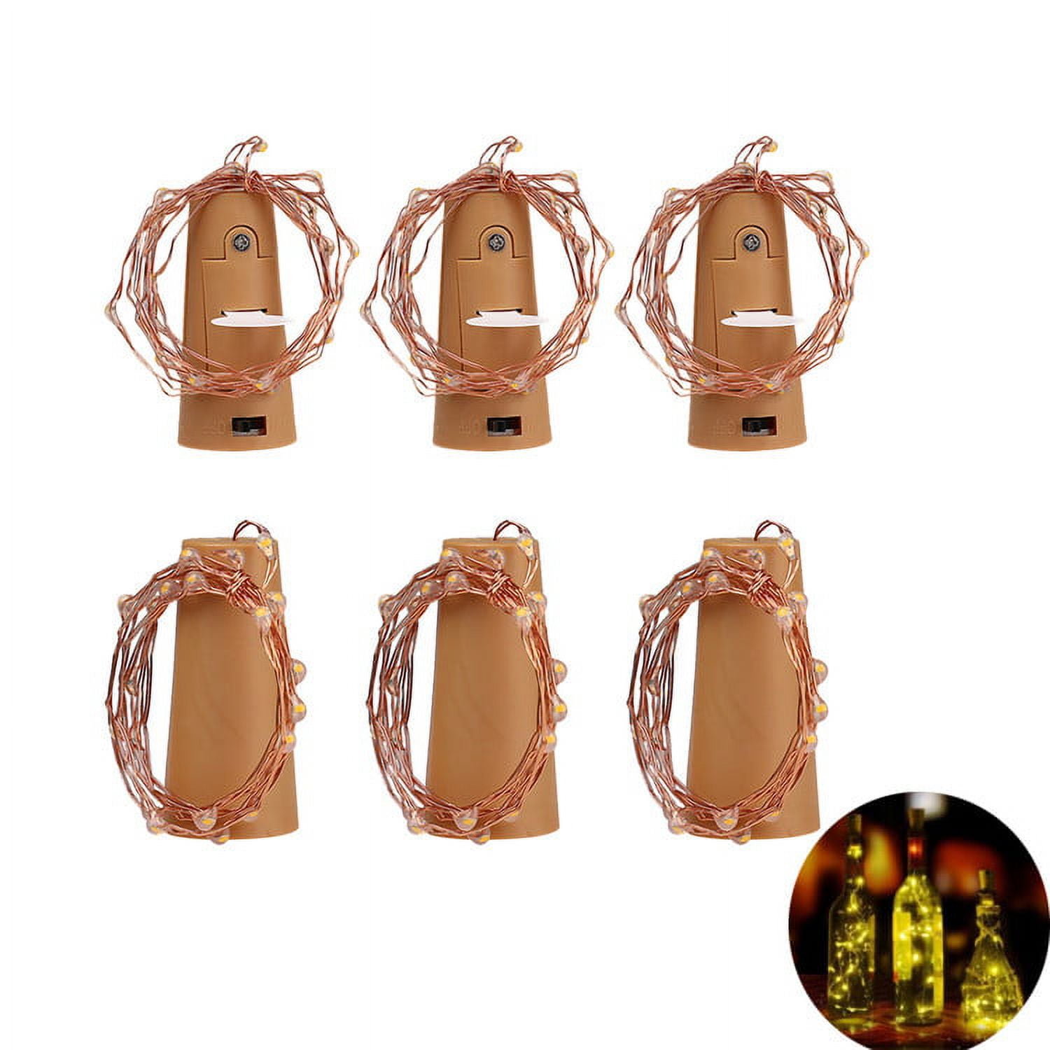 6 Wine Bottle Cork Lights 39inch/1m 10 LED Silver Wire Lights String
