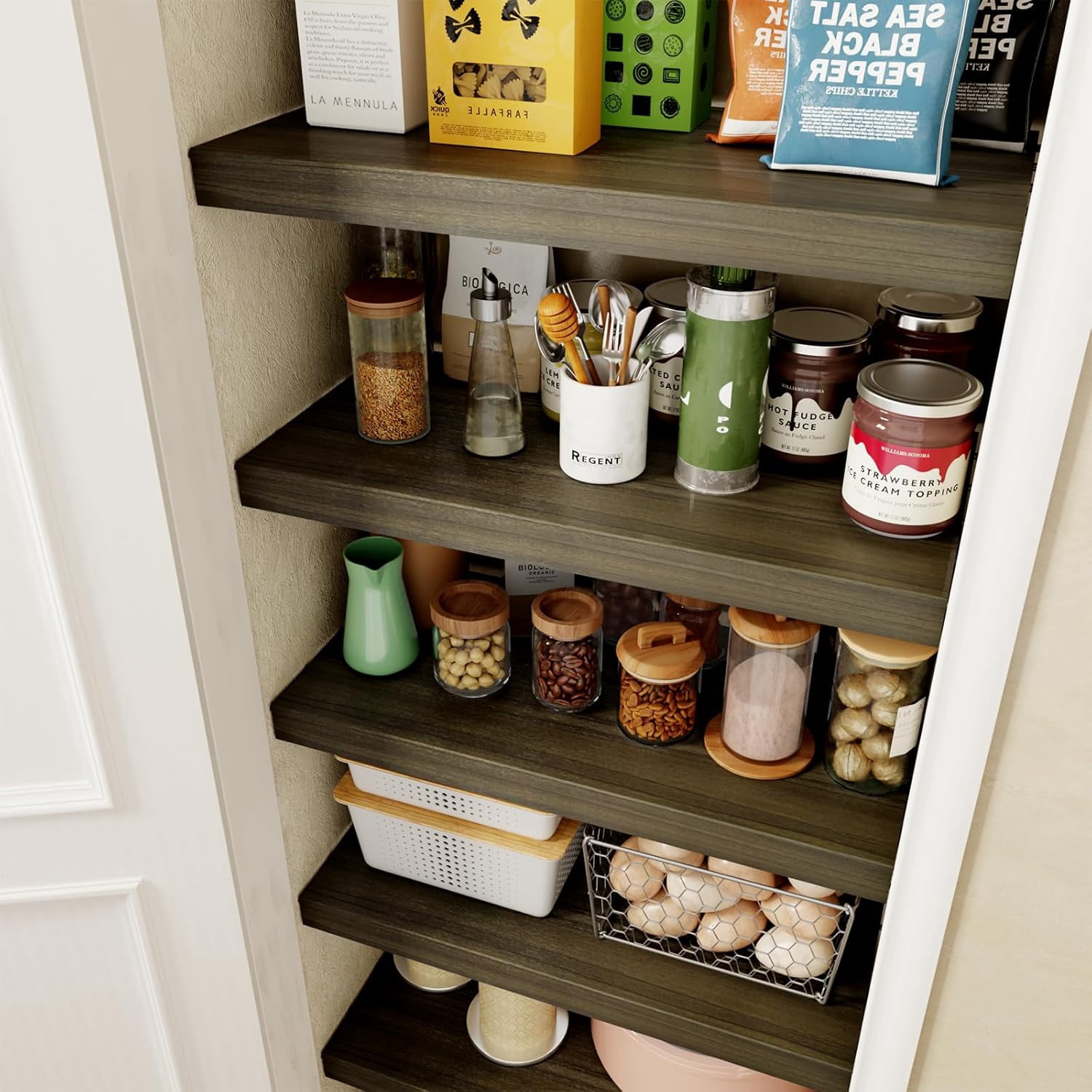 Wire Rack Topper 6 Wire Rack Covers for Pantry Wood Grain 33''W * 16''D (Ready to Use ...