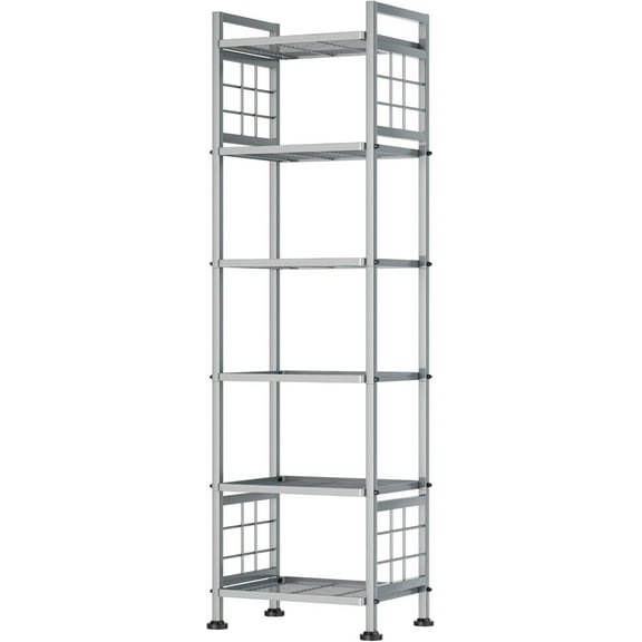 6-Wire Standing Storage Shelf, Metal Shelving Unit Pantry Rack for Laundry Kitchen Bathroom Organizer(Silver)