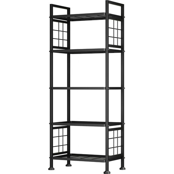 6-Wire Standing Storage Shelf for Bathroom Organizers and Storage & Laundry Room Organization, Metal Shelving Unit Pantry Rack for Kitchen & Bathroom, Black