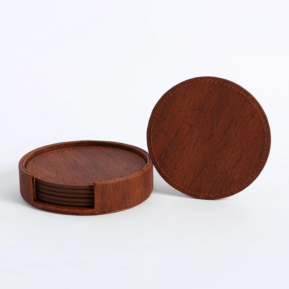 6 Wood Grain Leather Coasters Placemats Tea and Coffee Cups Cushions ...