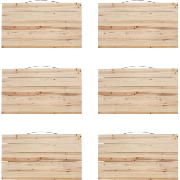 6" Wood Pallet Rectangle Plaque by Make Market - Unfinished Hanging Decorative Sign for Home Decor and Arts & Crafts - 6 Pack