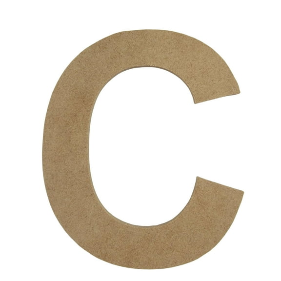 6" Wooden Letter C Unfinished, Arial Font, Craft Cutout 1/4" Thick
