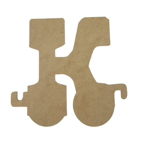 6" Wooden Letter K Unfinished, Train Font, Craft Cutout 1-8" Thick