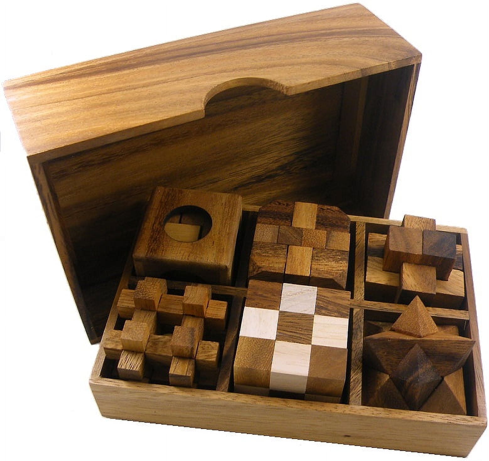 6 Wooden Puzzles Gift Set with Snake Cube, Soma Cube, Star