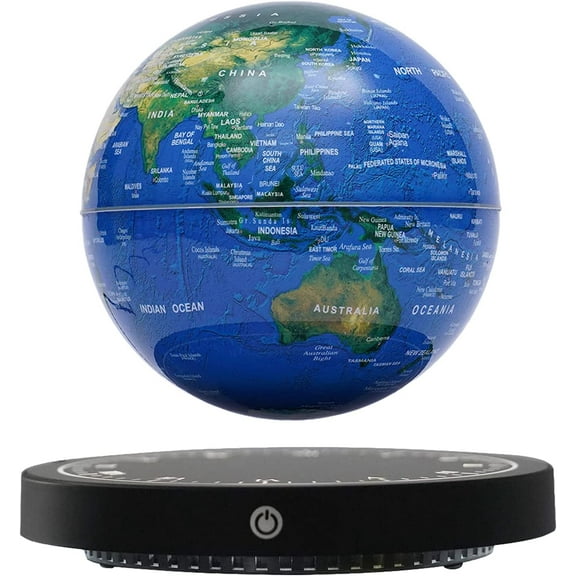6" World Geographic Globes Floating Globe Lamp Anti Gravity 360 Rotating World Map with LED Light Magnetic Levitating Globe Home Office Desk Decor Creative Birthday Gifts