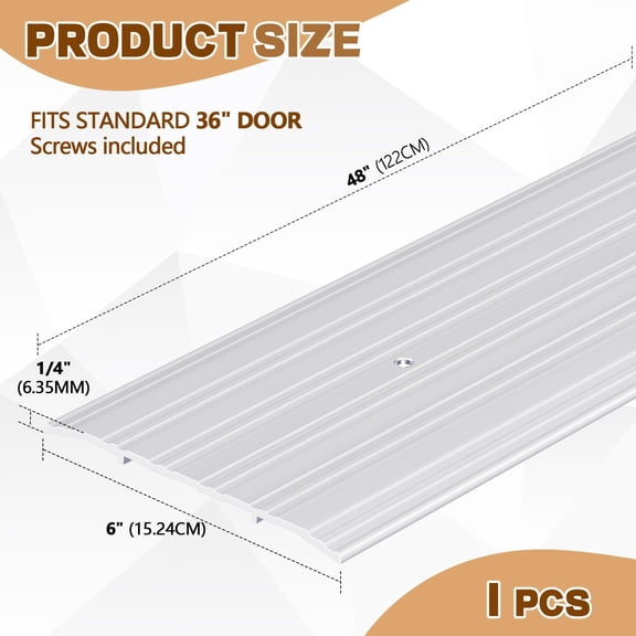 6 X 1/4 48 Inches Door Saddle Threshold For Doorway Interior Sturdy Aluminummercial Fluted Durable And Sleek Entryway Access Draft Protection
