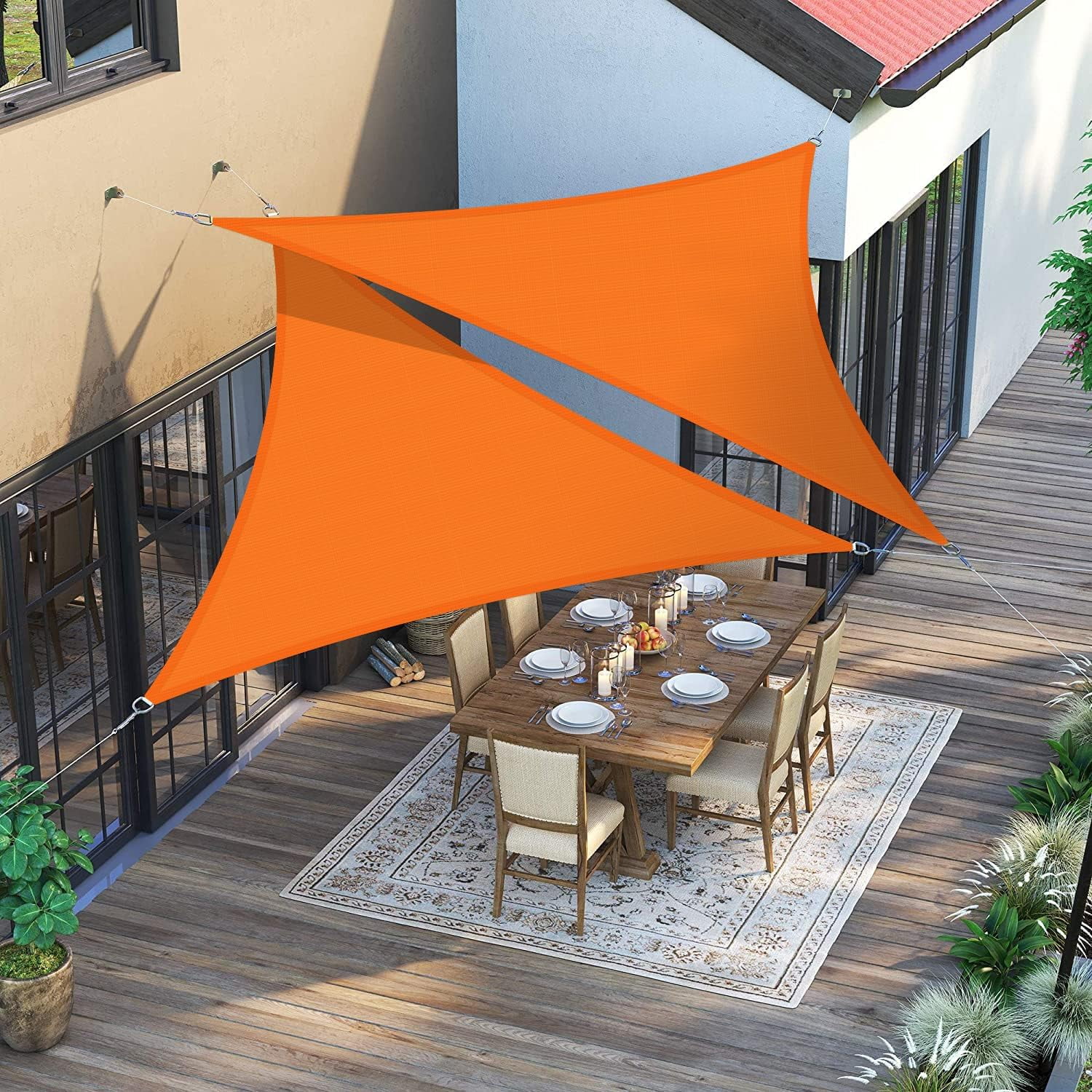 6' X 12' X 13.4' Orange Right Angle Triangle Shade Sail Awning With