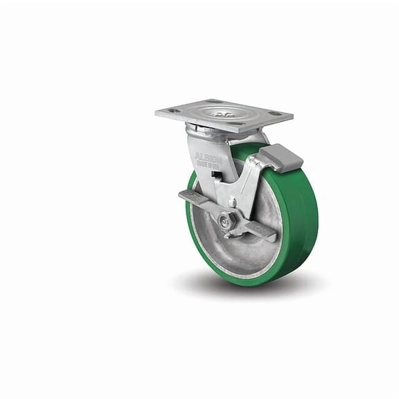 6" X 2" Non-Marking Polyurethane Swivel Caster, Face Brake, Loads Up To 1230 lb 16PD06201SFBA