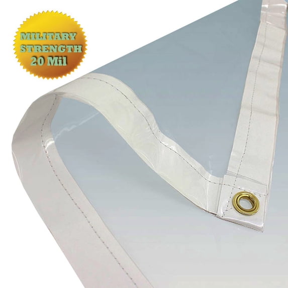 6' X 20' Clear Tarp PVC Vinyl Tarp (Finished Size 5'6" X 19'6") 20mil